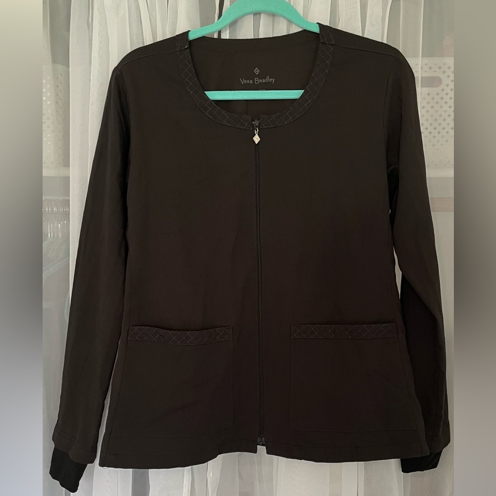 Vera Bradley BLACK Scrub Jacket (Size: Small)